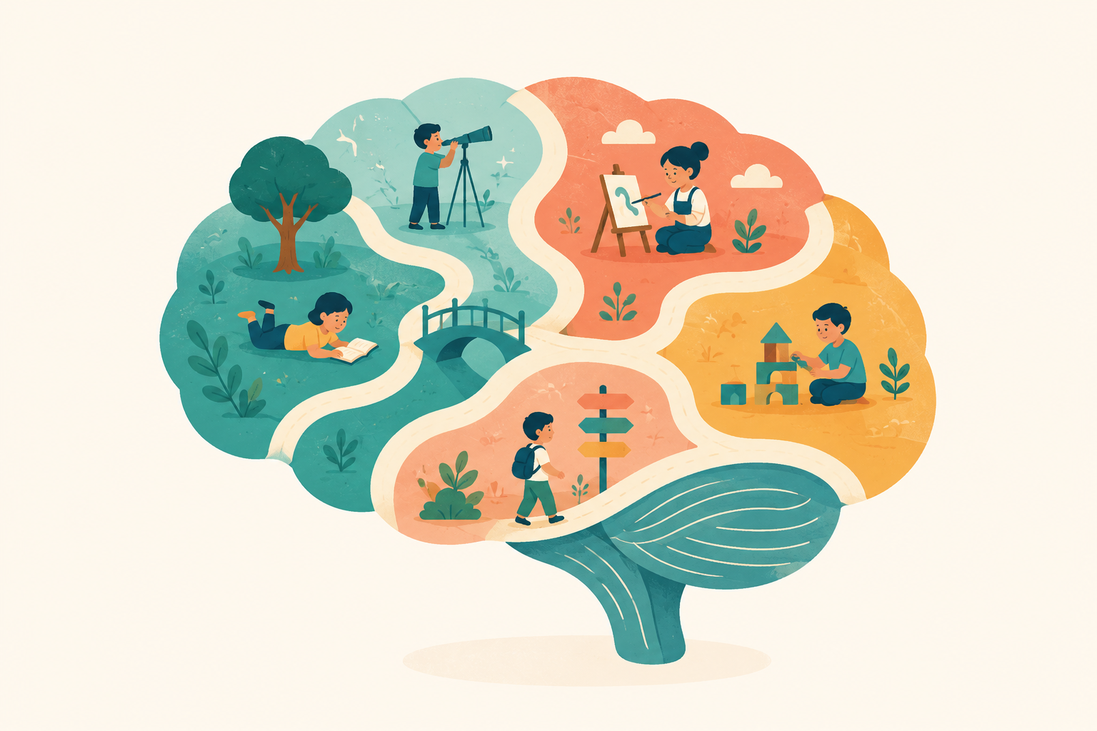 Illustration representing neurodivergence and different ways children's brains process the world
